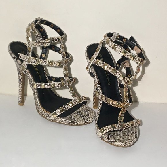 Wild Diva Lounge Snake Cage Stiletto shoes 6 NWT - Picture 6 of 14